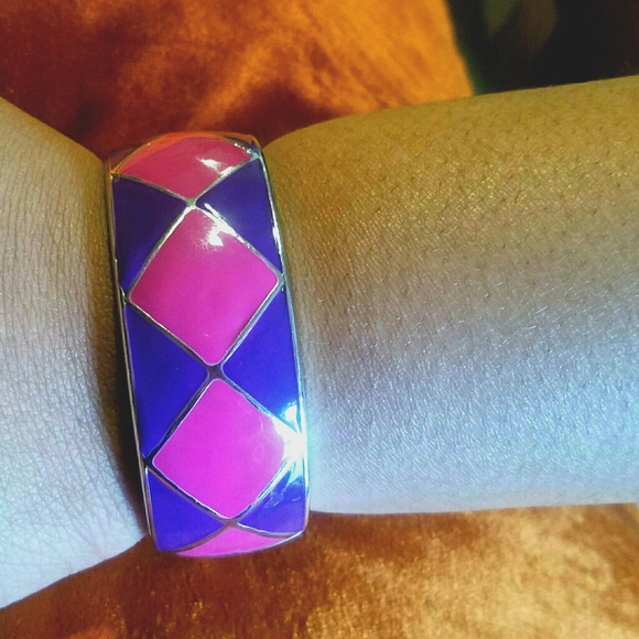 Purple & Pink Diamond Designed Hinged Bangle - Picture 5 of 5